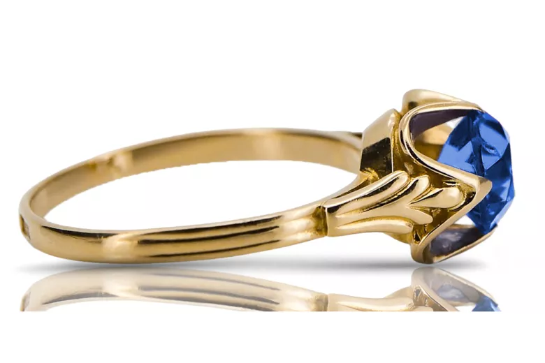 Vintažinis stilius Žiedas Sapyras 14k geltono aukso vrc023y